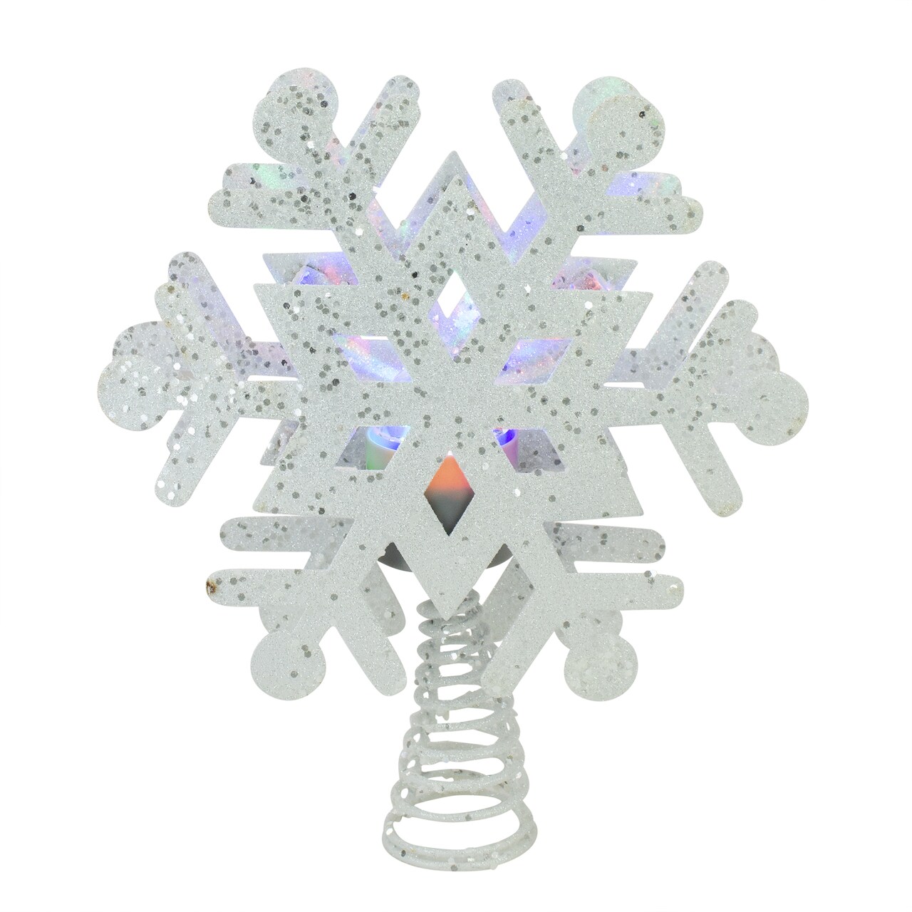 Northlight 12" Lighted White Snowflake Christmas Tree Topper - Multicolor Lights